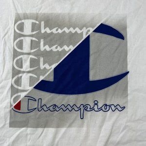 Champion T-Shirt Men's 2XL White Logo Print White Short Sleeve NWT $25.00